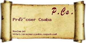 Prácser Csaba névjegykártya